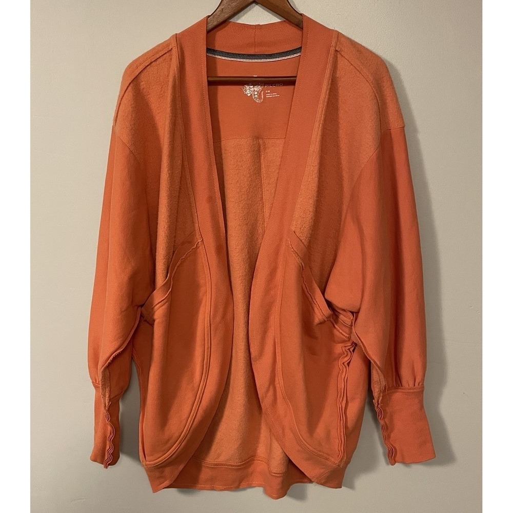Pilcro by Anthropologie Raw Hem Open Front Cardigan Orange Oversize Size S/M
